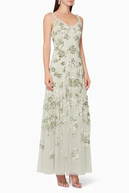 Buy Needle Thread Blue Valentina Sequin Gown For Women Online Ounass Bahrain
