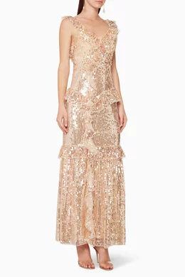 Needle and thread scarlett sequin gown top