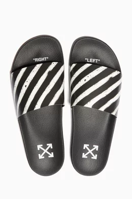 Buy Off-White Black Spray Striped Slides For Men Online  display picture 2