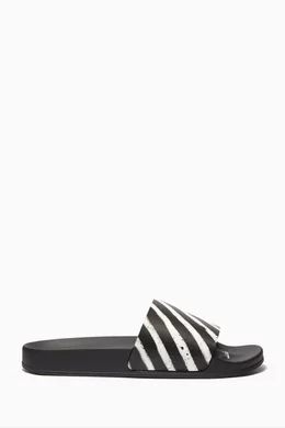 Buy Off White Black Spray Striped Slides For Men Online Ounass Bahrain