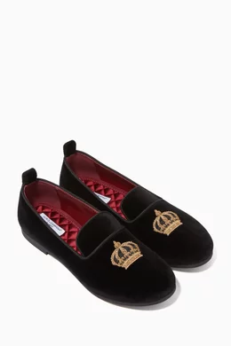 Buy Dolce Gabbana Black Crown Detail Velvet Loafer For Boys Online Ounass Bahrain