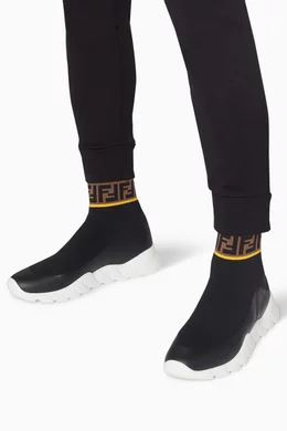 Buy Fendi Black FF Logo Print Tech Knit Sock Sneakers For Men Online Ounass Bahrain