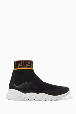 Buy Fendi Black FF Logo Print Tech Knit Sock Sneakers For Men Online Ounass Bahrain