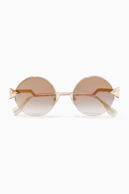 Buy Fendi Rose Gold Crystal Embellished Round Sunglasses For Women Online Ounass Bahrain