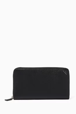 Buy Prada Black Saffiano Leather Logo Travel Wallet For Men Online Ounass Bahrain