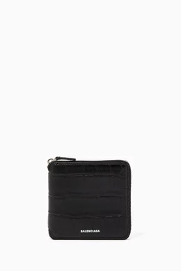 Buy Balenciaga Black Ville Leather Square Wallet For Men Online Ounass Bahrain