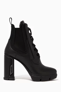 Buy Prada Black Neoprene Lace Up Chunky Heel Boots For Women Online Ounass Bahrain
