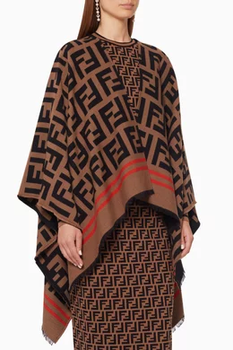 Buy Fendi Black FF Motif Jacquard Poncho For Women Online Ounass Bahrain
