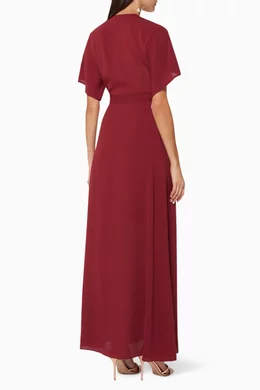 Buy WHISTLES Burgundy Nova Frill Wrap Maxi Dress For Women Online Ounass Bahrain