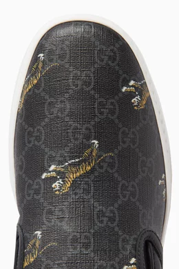 Buy Gucci Black Dublin Tiger Print Slip On Sneakers For Men Online Ounass Bahrain