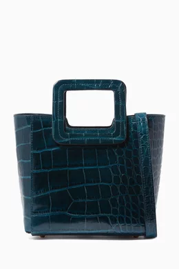 Buy Staud Blue Mini Shirley Bag in Crocodile embossed Leather For Women Online Ounass Bahrain