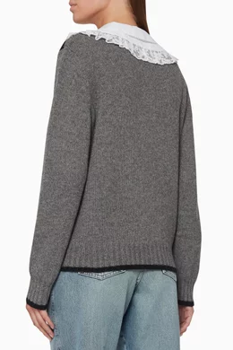 Lace collar sweater clearance