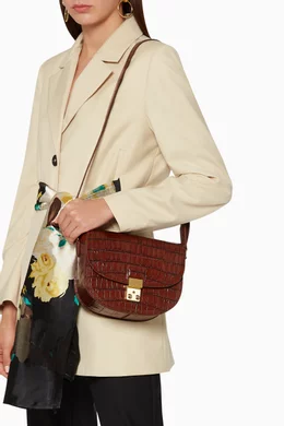 Buy 3.1 Phillip Lim Brown Pashli Crocodile Embossed Leather Saddle Bag For Women Online Ounass Bahrain