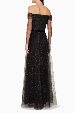 Marchesa glitter tulle gown top