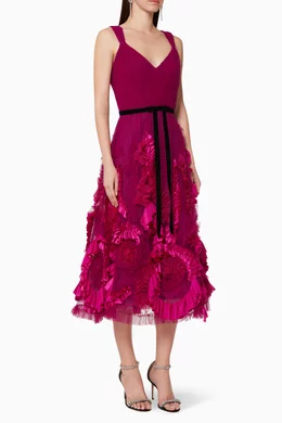 Marchesa notte sleeveless textured tulle gown cheap