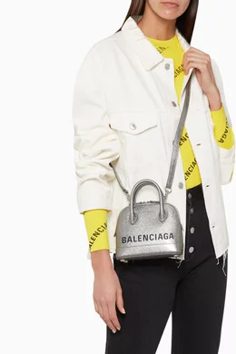 Buy Balenciaga Silver Ville XXS Glitter Leather Top Handle Bag For Women Online Ounass Bahrain
