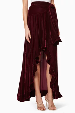 Wrap velvet maxi skirt cheap