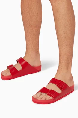 Buy Valentino Garavani Red Valentino Garavani x Birkenstock Leather Slide Sandals For Men Online Ounass Bahrain