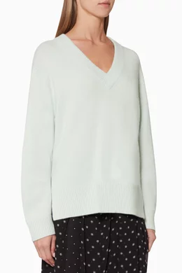 Buy Vince Green V Neck Cashmere Tunic Sweater For Women Online Ounass Bahrain