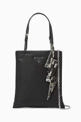 Buy Prada Black Lightning Bolt Embellished Nylon Bag For Women Online Ounass Bahrain
