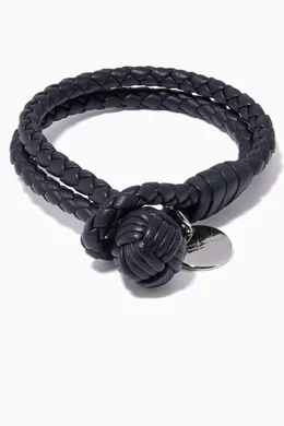 Buy Bottega Veneta Blue Intrecciato Leather Bracelet For Men Online Ounass Bahrain