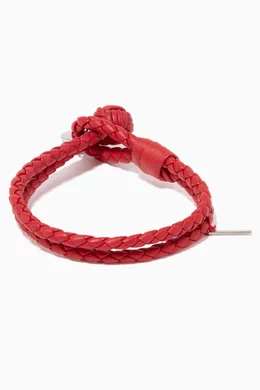Buy Bottega Veneta Red Intrecciato Leather Bracelet For Men Online Ounass Bahrain