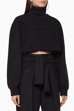 Buy Alexander Wang Black Cropped Mockneck Sweatshirt For Women Online Ounass Bahrain