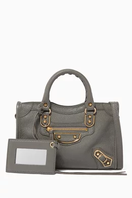 Buy Balenciaga Grey Nano City Metallic Edge Bag For Women Online
