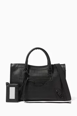 Buy Balenciaga Black Small Classic City Crocodile Embossed Bag For Women Online Ounass Bahrain