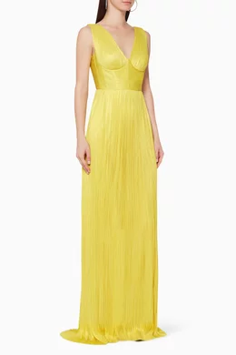 Buy Maria Lucia Hohan Yellow Velika Metallic Silk Gown For Women Online Ounass Bahrain