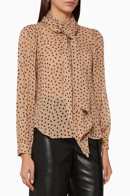 Ganni dotted georgette blouse online
