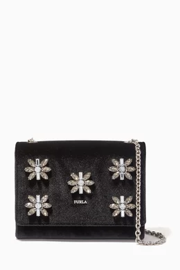 Buy Furla Black Viva Mini Pochette Velvet Bag For Women Online