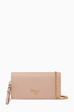 Buy Prada Pink Mini Saffiano Leather Chain Wallet For Women Online Ounass Bahrain