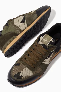 Buy Valentino Garavani Green Valentino Garavani Camouflage Rockrunner Sneakers For Men Online Ounass Bahrain