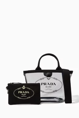 Buy Prada Black Hemp Canvas Plexiglass Handbag For Women Online Ounass Bahrain