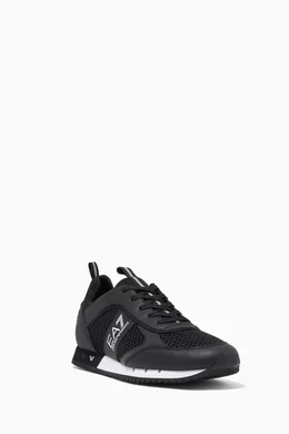 Buy Emporio Armani Black EA7 Sneakers in Mesh Faux Leather For Men Online Ounass Bahrain