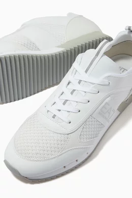 Buy Emporio Armani White EA7 Sneakers in Mesh Faux Leather For Men Online Ounass Bahrain