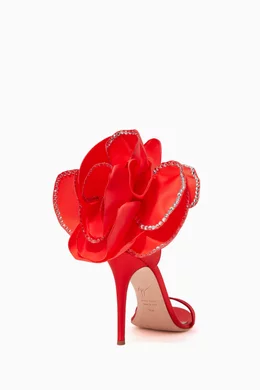 Buy Giuseppe Zanotti Red Peony Crystal Satin Sandals For Women Online Ounass Bahrain