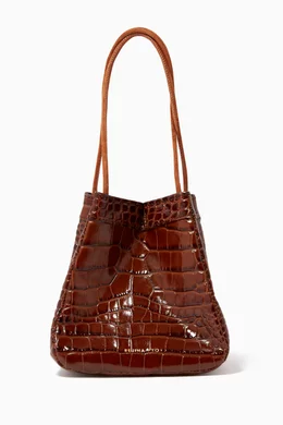 Buy REJINA PYO Brown Rita Crocodile Effect Bucket Bag For Women Online Ounass Bahrain