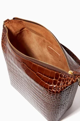 Buy REJINA PYO Brown Lucie Crocodile Embossed Leather Bag For Women Online Ounass Bahrain