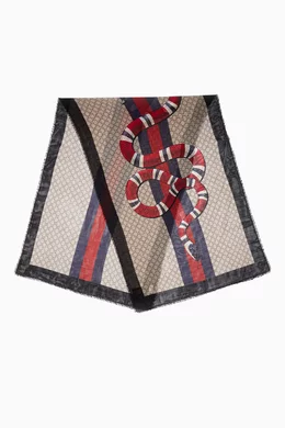 Buy Gucci Black GG Web Kingsnake Wool Scarf For Men Online Ounass Bahrain