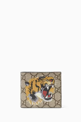 Buy Gucci Brown GG Supreme Tiger Print Wallet For Men Online Ounass Bahrain