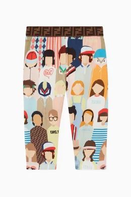 Buy Fendi Multicolour FF Band Jersey Leggings For Baby Girls