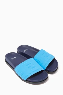 Pool Slides Fendi Slides Blue Fendi Double F Pool Slides Clear
