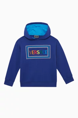 Buy Versace Blue 90s Vintage Logo Cotton Terry Hoodie For Boys
