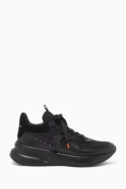 Buy Alexander McQueen Black Oversized Runner Sneakers in Calfskin For Men Online Ounass Bahrain