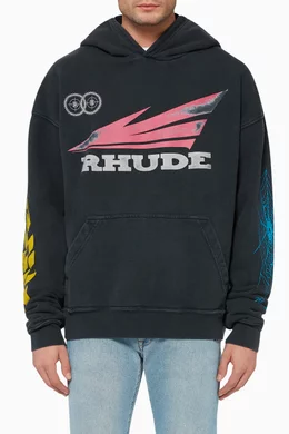 Buy Rhude Black Rhonda Logo Print Hoodie For Men Online Ounass Bahrain