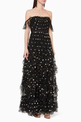 Marchesa notte ruffled tulle gown shop