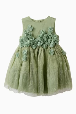 Buy Mamas Papas Green 3D Flower Cotton Glitter Mesh Dress For Baby Girls Online Ounass Bahrain