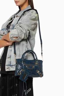 Buy Balenciaga Blue Mini Metallic Edge Shoulder Bag in Shiny Crocodile Embossed Leather For Women Online Ounass Bahrain